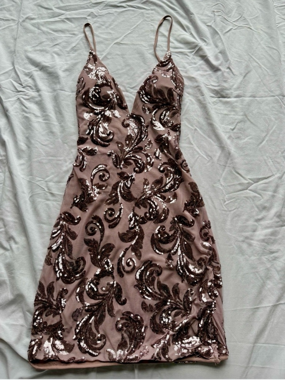 Windsor Mauve Sequin-Embellished Mini Slip Dress